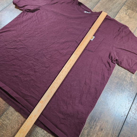 Carhartt Relaxed Fit Burgundy Short Sleeve Pocket T-Shirt Back Logo Men Size 2XL - Picture 5 of 8